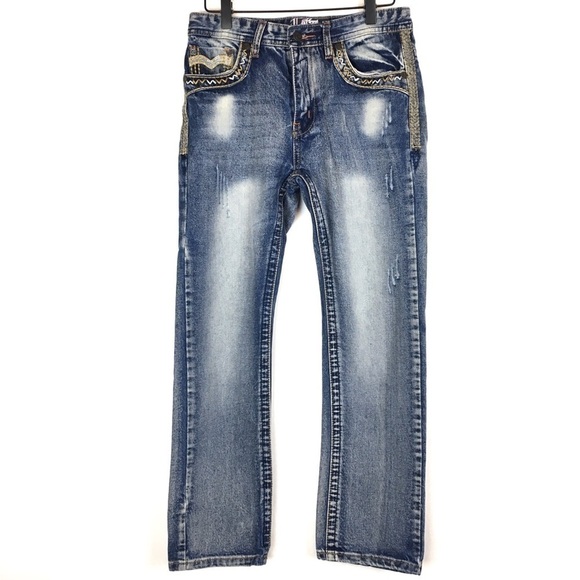 MONARCHY Collection Jeans Embroidered Embellished Western Cowgirl Size 16 / 30 - Picture 1 of 8